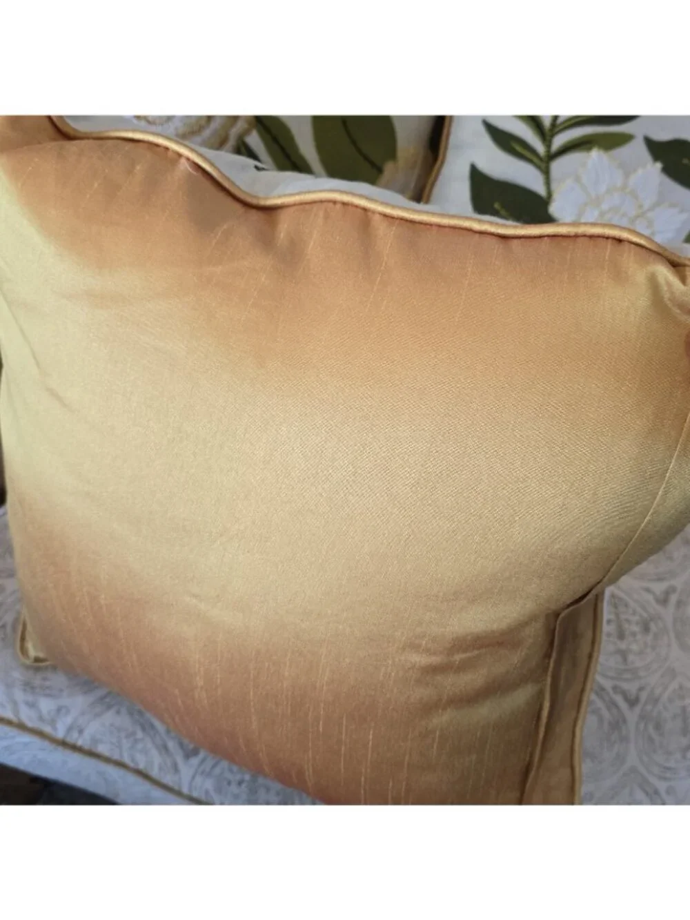 3- Pier 1 One Pillow Cases Covers Accent Yellow Green Embellished 16x16